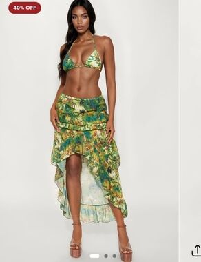 Fashion Nova Multicolor Tropical Print Two-Piece Set